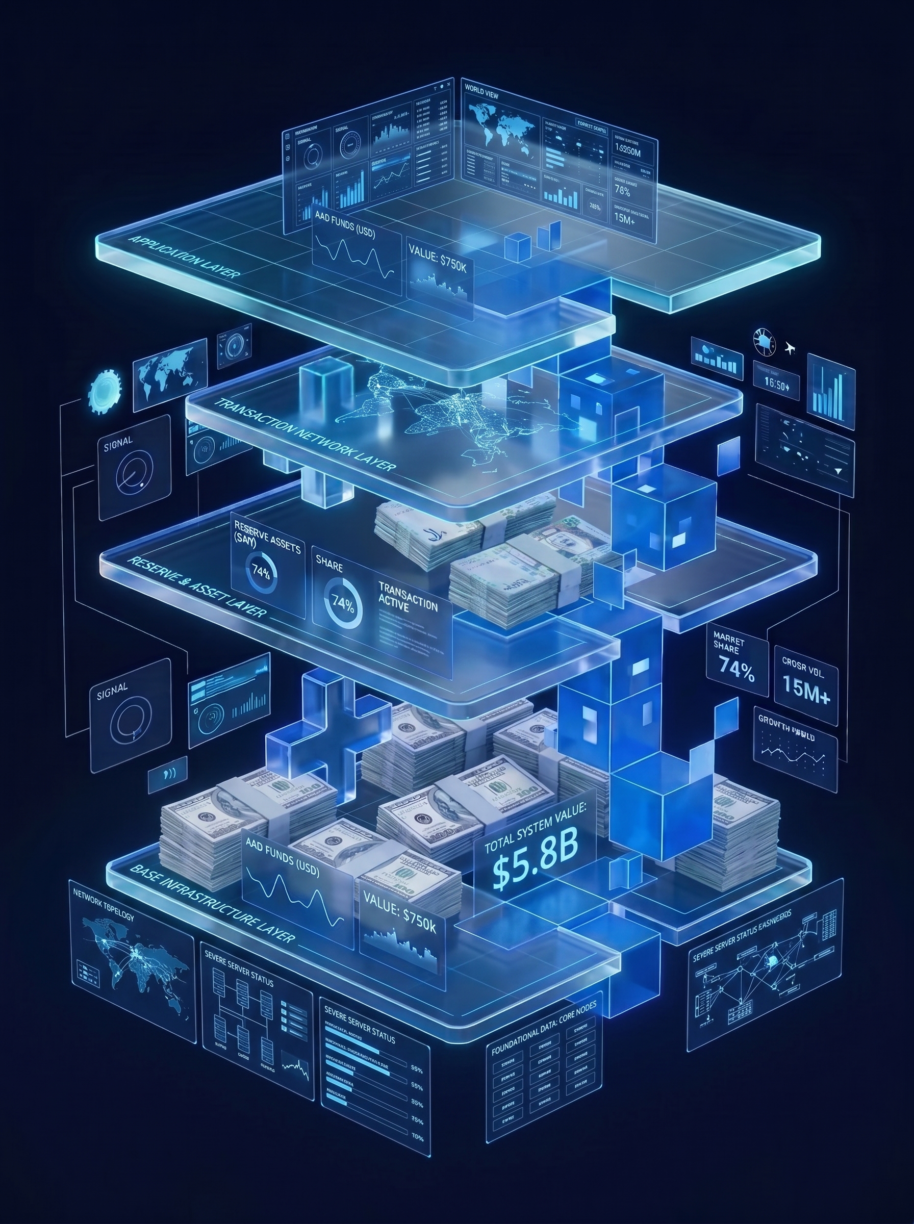 Exploded view of the four stacked layers of the Infi system